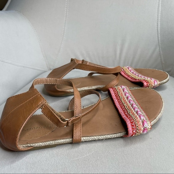 Women's Madden Girl Brown Vegan sandals Size 6 Pink Strappy Lightweight - Picture 1 of 5